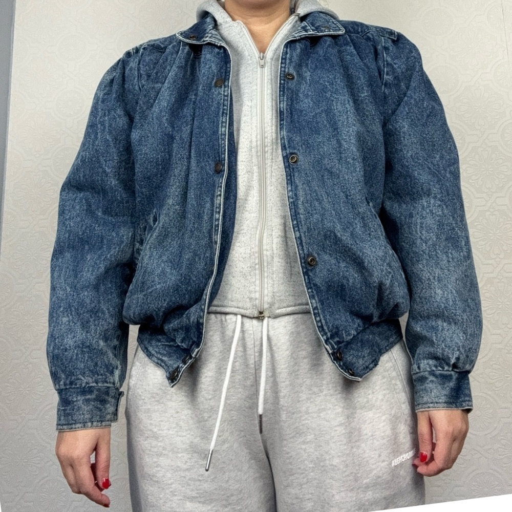 Vintage Retro Sergio Valente Denim Coat‎ Double Layer 100% Cotton Jean Puffer - Picture 4 of 12